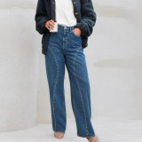 Women’s Fashion Beaded Straight Leg Jeans
