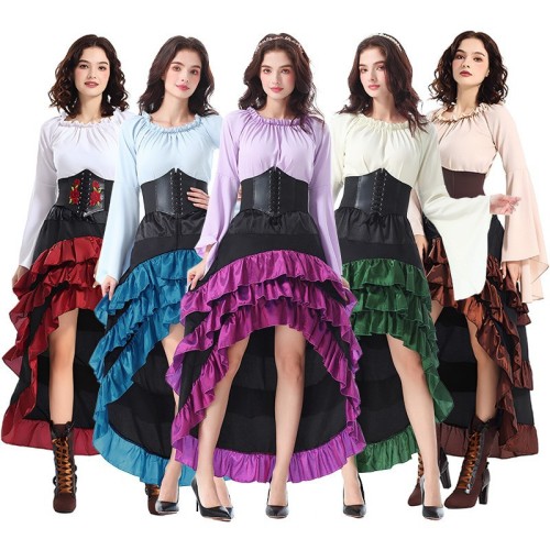 Women’s Halloween Victorian High-Low Ruffle Long Dress