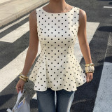 Women’s Vintage Polka Dot Sleeveless Blouse