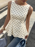 Women’s Vintage Polka Dot Sleeveless Blouse