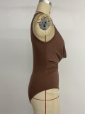 Women’s Sexy Halter V-Neck Solid Bodysuits