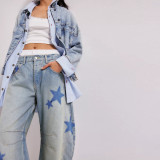 Women’s Relaxed Loose Mid Waist Straight-Leg Jeans