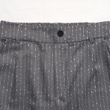 Women’s Minimalist Relaxed Vertical Stripe High-Waist Wide-Leg Pants