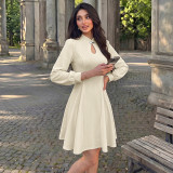 Collar Solid Short A-Line Mini Dress skirt Women’s