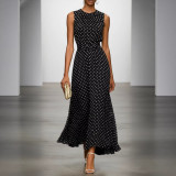 Polka Dot Ruched Chiffon Slim Fit Dress