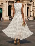 Polka Dot Ruched Chiffon Slim Fit Dress