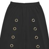 Trendy Metal Eyelet Loose Straight Wide-Leg Pants Set
