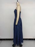 Vacation Strapless Polka Dot Sleeveless Maxi Dress