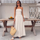 Vacation Strapless Polka Dot Sleeveless Maxi Dress