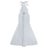Halter Deep V Ruched Mermaid Evening Dress Slim Fit Party Gown