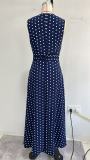 Polka Dot Ruched Chiffon Slim Fit Dress