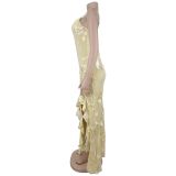 Fashion Sexy Spaghetti Strap Floral Party Bodycon Dress
