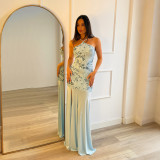 Sleeveless Sexy Party Sequin Slit Waist-Defined Evening Dress