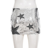 Street Fashion Sequin  Nightclub Star Style Bodycon Mini Skirt for Women