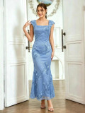 Floral Appliqué Long Vacation Dress