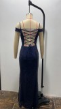 Sequin Mermaid Tail Maxi Evening Dress