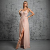 Spaghetti Strap Slim Fit Mesh Evening Gown