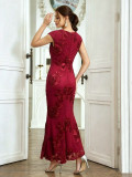 Floral Appliqué Long Vacation Dress