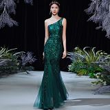 One-Shoulder Sequin Mermaid Tail Maxi Party Dress