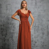 Sleeveless Lace Backless Slit Hem Evening Gown
