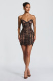 Women's Delicate Lace Crochet Strapless Bodycon Mini Dress