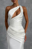 Women's Elegant Satin Off-Shoulder Cutout Long Formal Gown