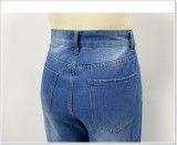Women's High-Waist Ripped Distressed Wide-Leg Baggy Denim Jeans