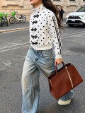 Chinese Frog Button Polka Dot Long Sleeve Jacket