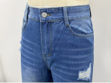 Women's High-Waist Ripped Distressed Wide-Leg Baggy Denim Jeans