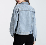 Women's Pearl Embellished Denim Jacket