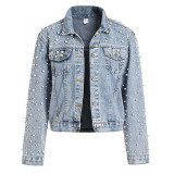 Women's Pearl Embellished Denim Jacket