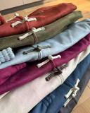 Chinese Tang Style Striped Suede Frog Button Sports Jacket