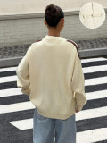 Vintage Color Block Striped Drop Shoulder Frog Button Knit Cardigan