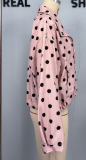 Stand Collar Long Sleeve Polka Dot Jacket