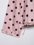 Stand Collar Long Sleeve Polka Dot Jacket