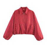 Women's Polka Dot Puffy Zip-Up Jacket