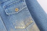Metallic Printed Denim Jacket Women