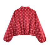Women's Polka Dot Puffy Zip-Up Jacket