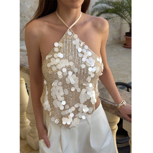 Sequin Halter Backless Party Cami