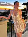 Sequin Deep V Neck Backless Dress Women