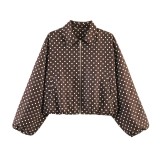 Women's Polka Dot Puffy Zip-Up Jacket