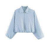 Women's Polka Dot Puffy Zip-Up Jacket