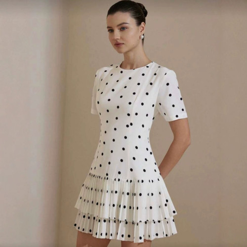 Polka Dot Short Sleeve Mini Dress