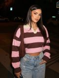 Striped Polo Collar Knit Sweater