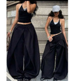 Double Pleated Wide Leg Trousers