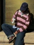 Striped Polo Collar Knit Sweater