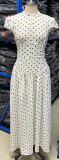 Elegant Mock Neck Polka Dot Maxi Dress -