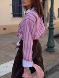 Contrast Cuff Striped Shirt