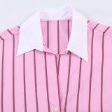 Contrast Cuff Striped Shirt