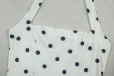 Black & White Polka Dot Halter Mini Dress